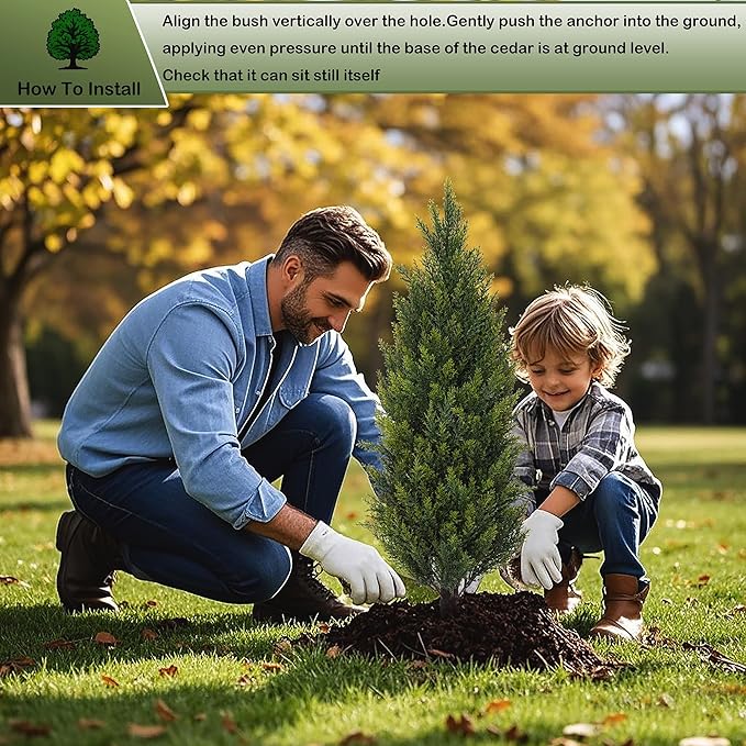 3FT Artificial Cedar Topiary Trees with Ground Spike, Set of 2 Faux Cypress Plants UV Resistant Artificial Pine Shrubs Fake Bushes for Outdoor Indoor Front Porch Garden
