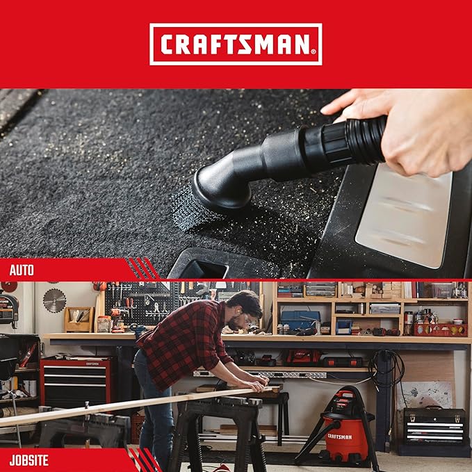 CRAFTSMAN CMXZVBE27159 1-1/4 and 1-7/8 inch DUAL-FIT Dusting Brush Wet Dry Vac Attachment, Industrial-Grade Accessory for Detailed Cleaning, Fits Most 1-1/4 in. and 1-7/8 in. Hose Diameters