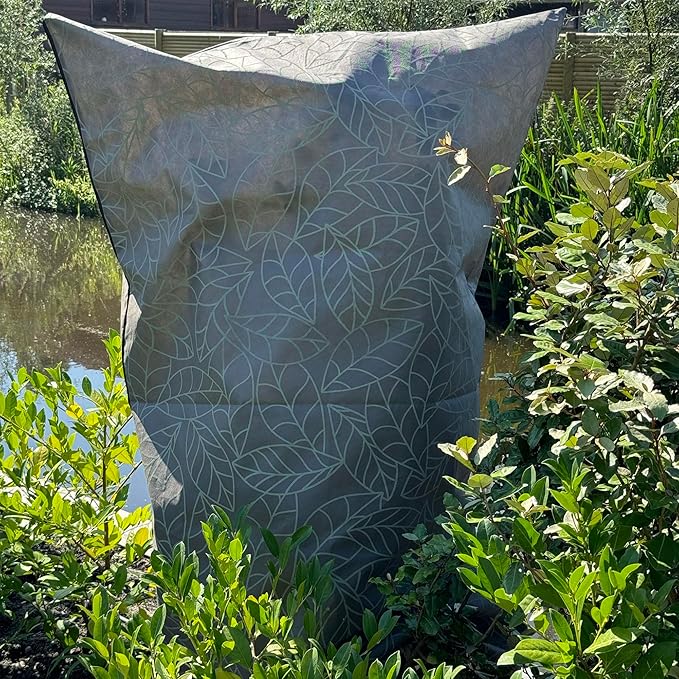 UB-STORE Plant Covers Freeze Protection 47"x71" in 4 Pack | Brown Winter Frost Blankets for Outdoor Plants | Reusable Garden Cover Bags with Zipper Drawstring | Cold Weather Shrub Protection Cloth