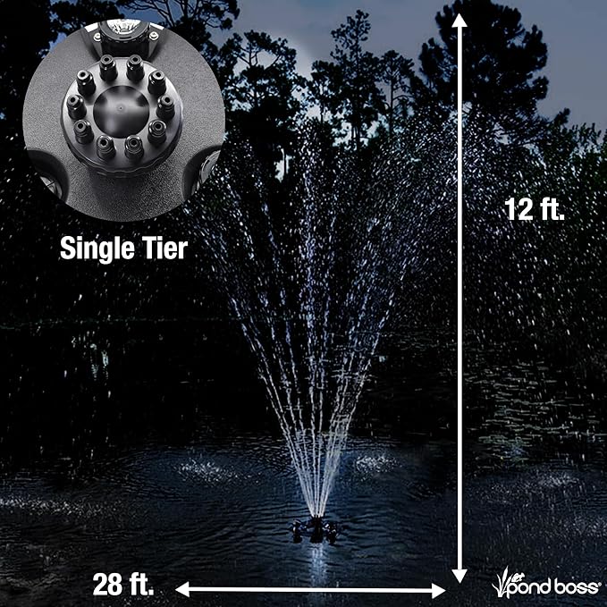 pond boss PRO Floating Fountain with Lights, 1/2 hp, 5000 GPH pump