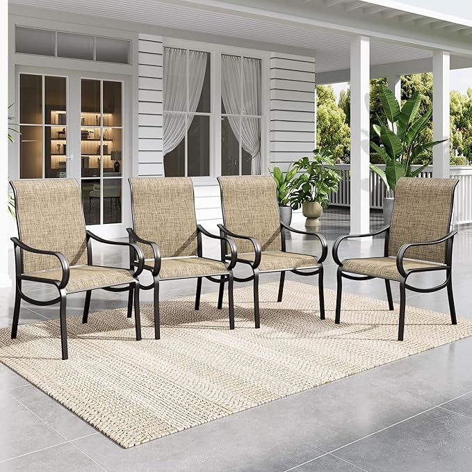 Sophia & William Patio Dining Chairs Set of 4 Outdoor Chairs High Back Textilene for Lawn Garden Backyard Poolside Weather Resistant