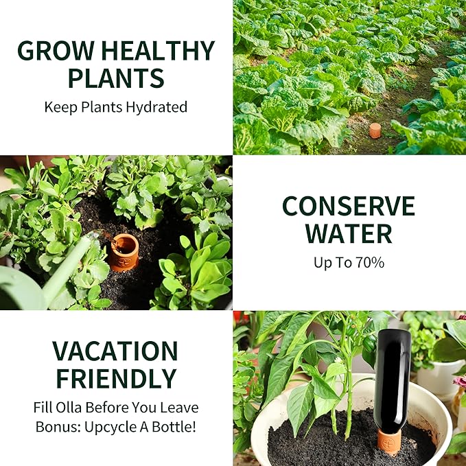 16 oz Olla Plant Watering Globes, Terracotta Watering Pots System, Self Watering Planter Insert for Outdoor & Indoor Plants, Vacation Plant Watering Devices Spikes Waterer, 4 Pack