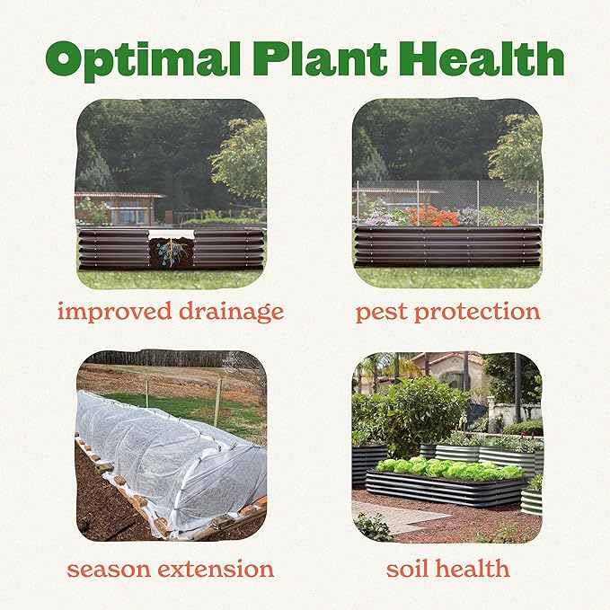 Epic Gardening 6-in-1 Modular Galvanized Raised Garden Bed Kit, 15" Food-Safe Medium Metal Planter Box, Oval Raised Garden Beds Outdoor for Vegetables, Flowers, Herbs, and Fruits - Mist Green