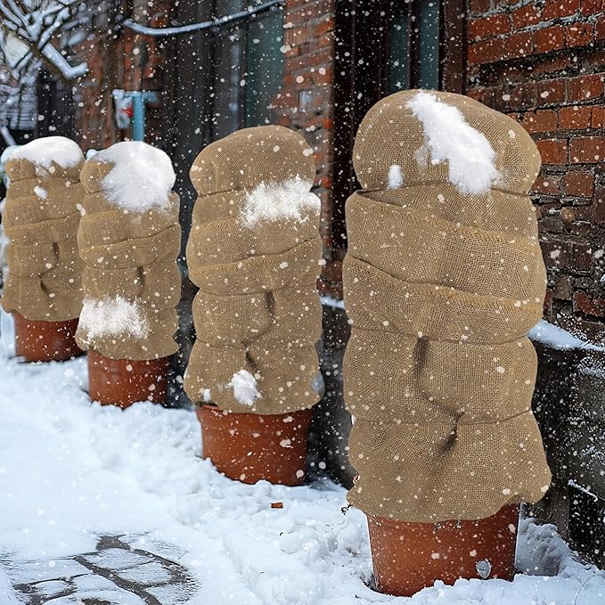 ANPHSIN 30ftx23.6in Natural Burlap Plant Covers Freeze Protection - Winter Frost Blankets Cloth Fabric Roll for Outdoor Bushes Trees Potted Plants Cold Weather