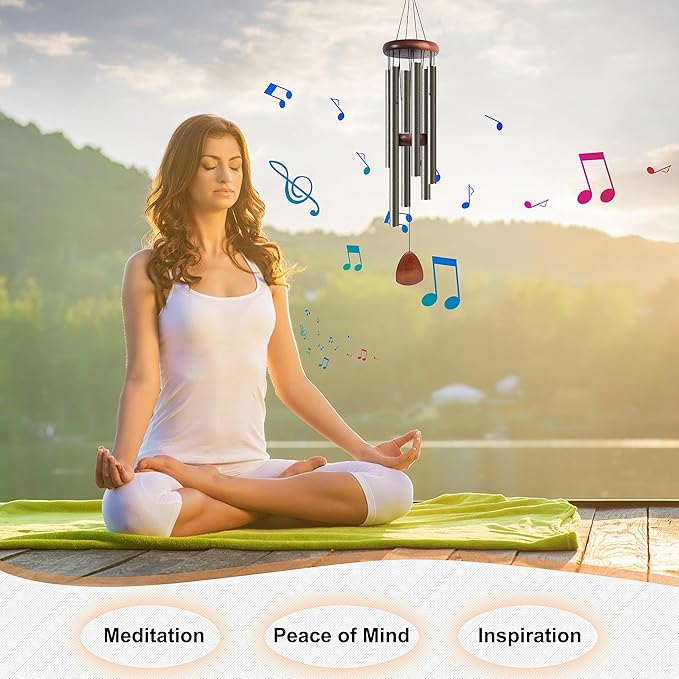 Bursvik Large Aluminium Wind Chimes 37 Inches to Create a Zen Atmosphere Suitable for Outdoor, Garden, Patio Decoration. Classic Wind Chimes with Wind Catcher Suitable as A Gift for Unisex(Copper)