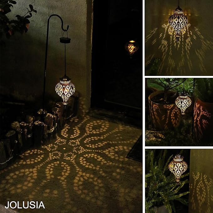 Solar Moroccan Lantern Outdoor Garden Decor(2 Pack) Solar Lanterns Outdoor Waterproof, Lanterns Decorative Outdoor Lights for Patio Pathway Yard Porch Backyard.