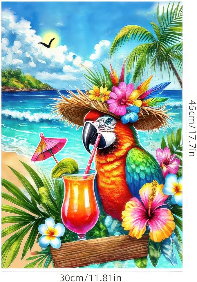 Summer Parrot Garden Flag 12x18 Double Sided Tropical Bird Yard Flag Red Parrot Welcome Banner Outdoor Beach Palm Tree Decor Summer Garden Decorations for Home Lawn Patio Porch