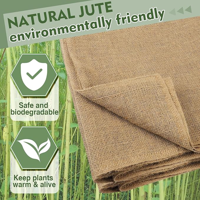 ANPHSIN 30ftx23.6in Natural Burlap Plant Covers Freeze Protection - Winter Frost Blankets Cloth Fabric Roll for Outdoor Bushes Trees Potted Plants Cold Weather