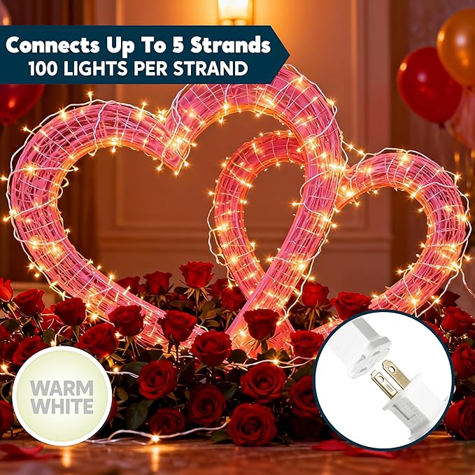 Joiedomi Christmas String Lights Indoor,300(3x100) Mini Warm Fairy Light,64.5FT Lighting Decor for Patio Dorm Classroom Bedroom Holiday Wedding Party Garland Birthday Festival,White Wire