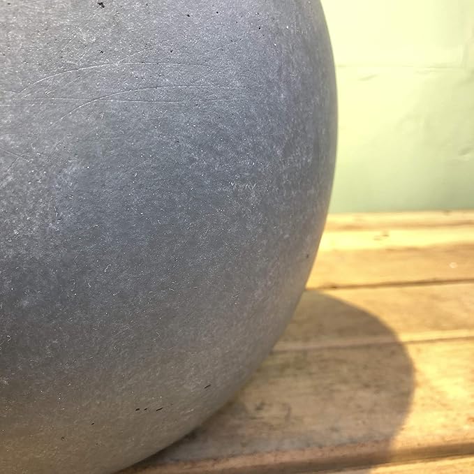 Kante 19.6" Dia Round Concrete Planter, Outdoor Indoor Garden Plant Pots with Drainage Hole and Rubber Plug, Modern Curvaceous Design, Slate Gray