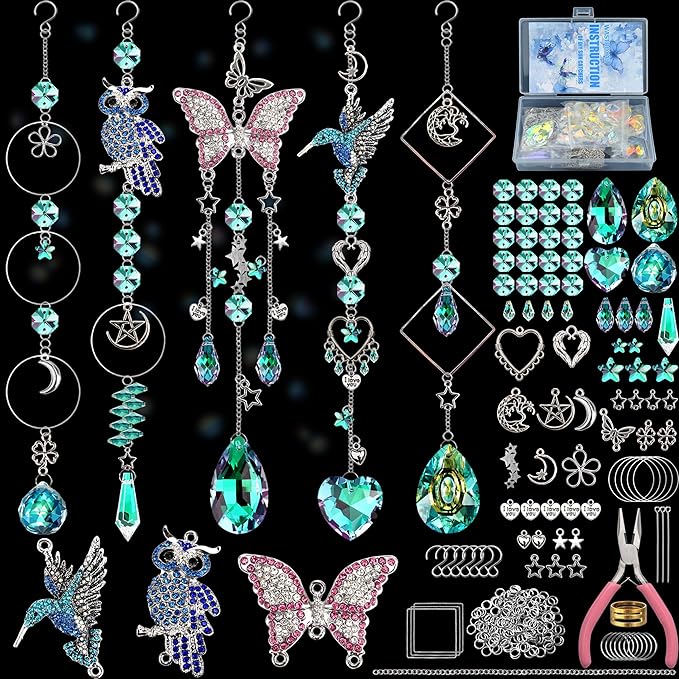 DIY Suncatcher Kit Sun Catchers Making Supplies Art and Crafts for Adults Hanging Prism Sun Catcher with Crystals Ball Indoor Window Home Wedding Garden Festival Decor Gifts