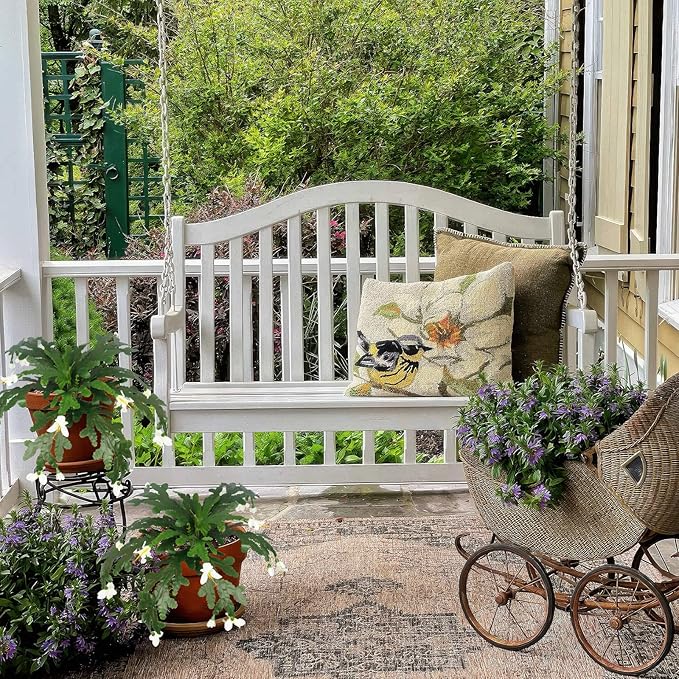 FRUNVS Artificial Ferns for Outdoors 2 Pcs Fake Ferns Plants Bushes with White Flowers and 24 Fronds 18" Faux Fern for Outdoor Hanging Planter Garden Porch Entrance Office Indoor Home Decor