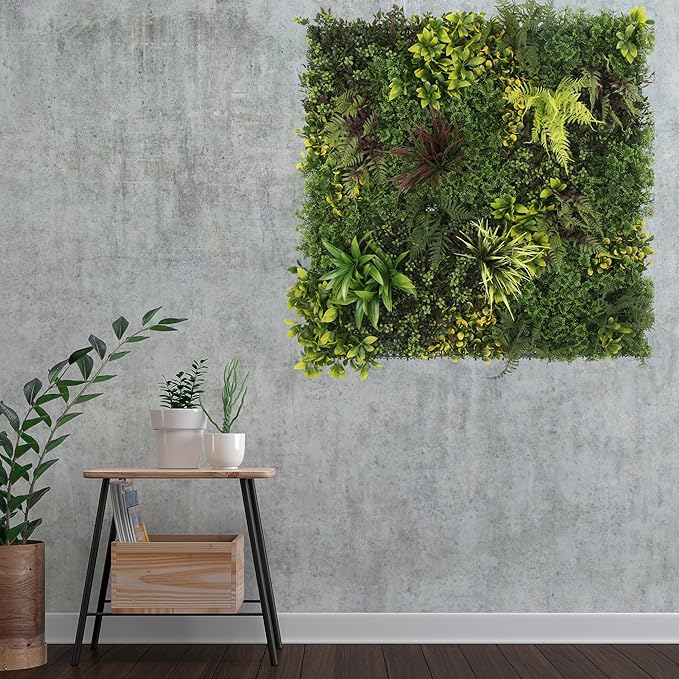 ULAND Artificial Plant Wall Panels, 1pc 40"x40" Greenery Grass Wall Backdrop Decoration, Faux Ivy Leaves Outdoor Privacy Fence Covering (B082)