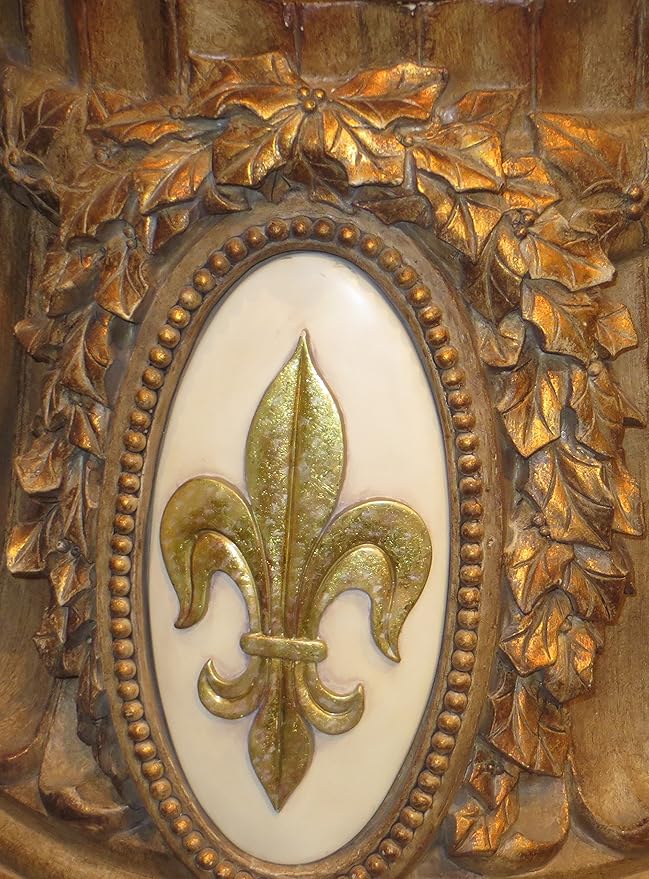 MY SWANKY HOME Ornate Gold Fleur de Lis Greenery Planter Urn | Indoor Outdoor Pedestal Garden Tree Pot