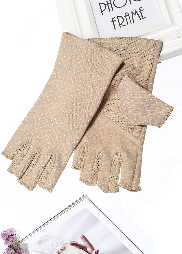 Maxdot Sun Gloves for Women UV Protection Fingerless Non Slip Sunscreen Driving Gloves for Summer Outdoor