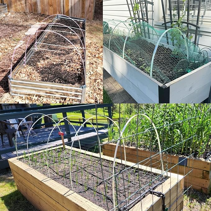 Greenhouse Hoops 36pcs, Sunwuk Garden Hoops for 1-3.5ft Wide Raised Bed, 9 Sets of 5.6ft Long Super Bendable Fiberglass Support Hoops Frame, Mini Greenhouse Strip for Row Cover (S Size)