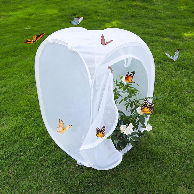 Pop-up Insect and Butterfly Habitat Cage Terrarium Clear Mesh Enclosure - 16" x 16" x 24"