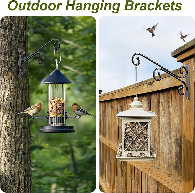 Ikabby 2 Pack Plant Hangers, Metal Plant Hooks for Wall, Plant Hanger Hook, Indoor/Outdoor Hanging Brackets, Hanging Basket Hooks