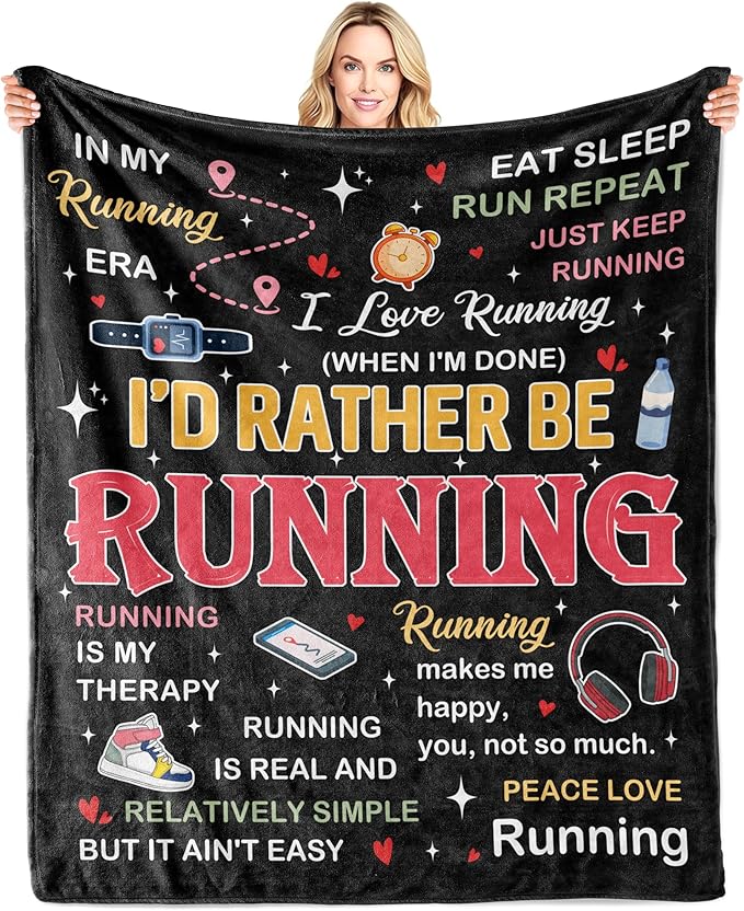 LNKRFRPA Gifts for Runners Women/Men Blanket, Cross Country Gifts, Marathon Runner Gifts, Cool Running Accessories Throw, Track and Field Gifts 60"X50"