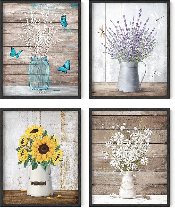 HAUS AND HUES Farmhouse Bouquets Set of 4-16x20