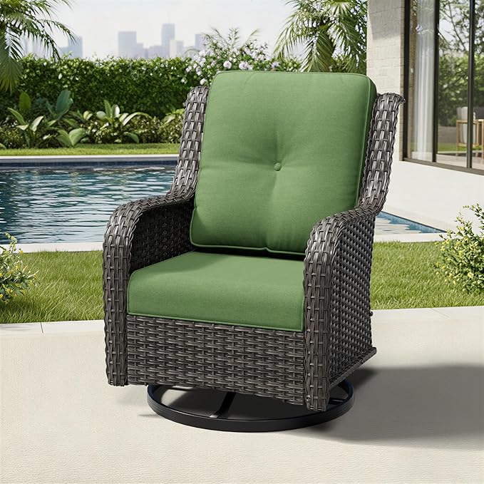 Joyside Outdoor Swivel Rocker Patio Chairs, Wicker Patio Furniture with High Back, Deep Seating, Wide Armrest, Thickened Cushions, Outdoor Rattan Furniture for Deck, Porch Use