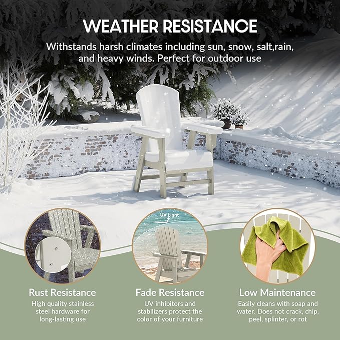 WestinTrends Dylan Dylan Outdoor Patio Shell-Back Adirondack Dining Chair Weather Resistant Sand