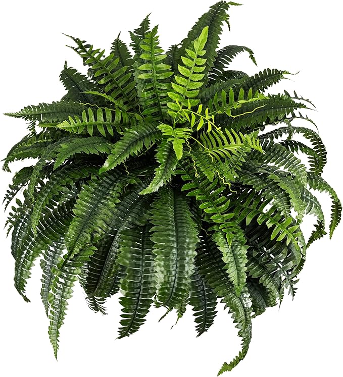 NeosCA Giant Artificial Boston Ferns for Outdoors Large UV Resistant Lifelike Faux Fern, Realistic Silk Greenery Plants Large for Patio, Office, Home Decor, 88 Branches, 48 in Fake Fern Natural Green