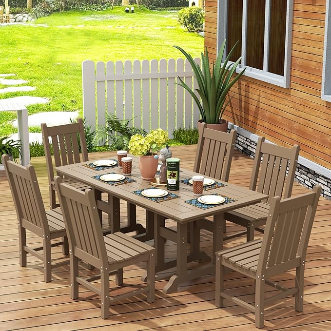 WestinTrends Malibu HDPE Outdoor Armless Patio Dining Chair Weathered Wood