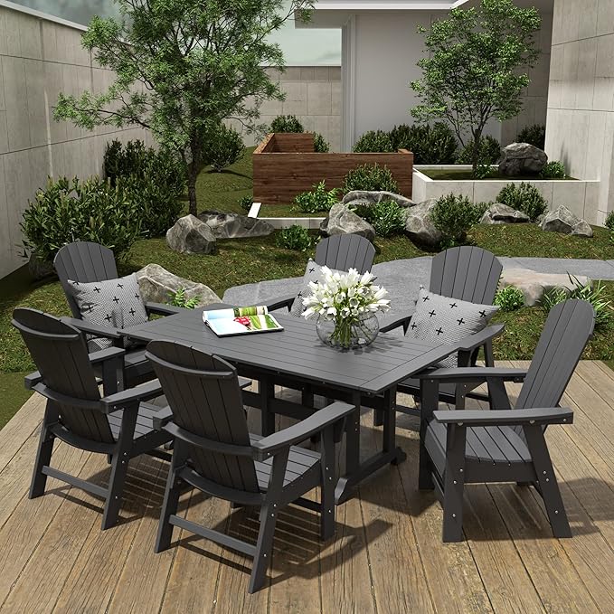 WestinTrends Dylan Dylan Outdoor Patio Shell-Back Adirondack Dining Chair Weather Resistant Gray