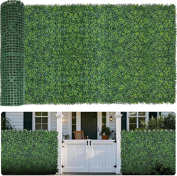 Moeput Artificial Boxwood Roll,120x40 in (34 sqft) UV-Anti Faux Ivy Boxwood Hedge Leaf Grass Wall for Patio Balcony Privacy, Garden, Backyard Greenery Wall Backdrop and Fence Decor