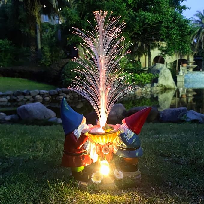 Solar Gnome Garden Statues，LED Lights Outdoor with 7 Multi-Color Changing Modes Solar Garden Decor Yard Lights Outside Patio Lawn, Gifts for Mom Grandma Women Birthday