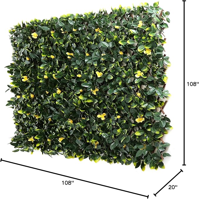 3rd Street Inn™ Leaf Trellis - Bamboo Greenery Panel - Boxwood and Ivy Privacy Fence Substitute - DIY Flexible Fencing (1, Yellow Rose Rattan)