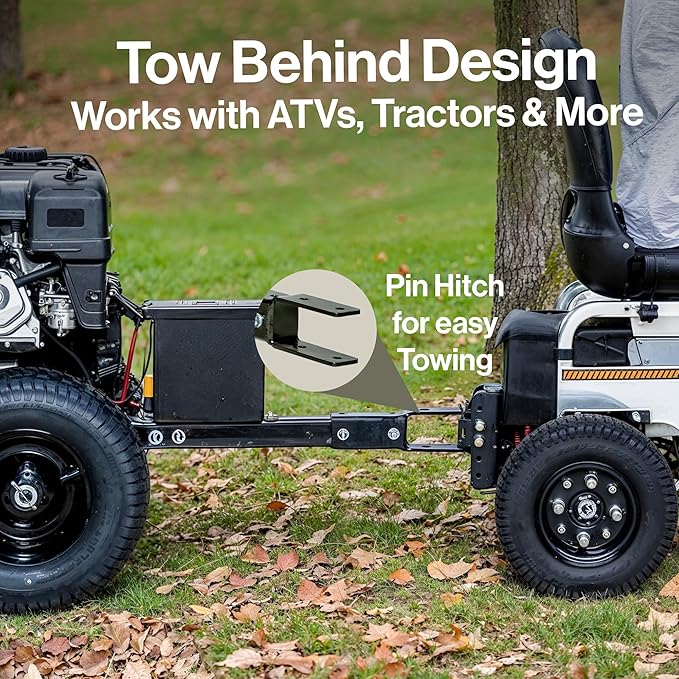 SuperHandy Tow-Behind Leaf Blower – 15HP Electric Start Gas Engine, 3000 CFM, 207 MPH Air Speed, Adjustable Airflow, Metal Impeller, Clevis Pin Hitch