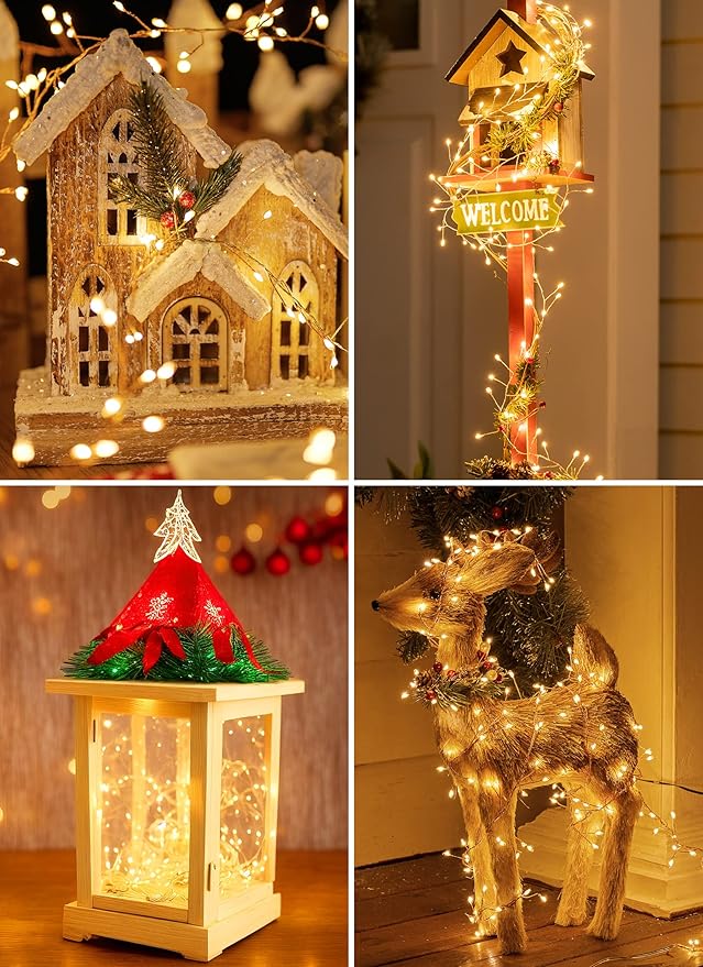 Brightown Fairy Lights Battery Operated, 10Ft 120 LED Firecracker String Lights, Waterproof Silver Wire Starry Firefly Light for DIY Wreath Weeding Indoor Outdoor Christmas Garden Decorations