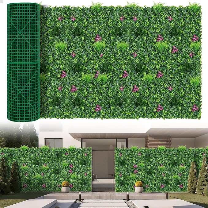 Yangrass Artificial Boxwood Wall Roll, 40"x120" (33.33 sqft) Grass Wall Panels with Mint Plant Leaves, Greenery Backdrop Privacy Screen with UV Protection, Green Grass Wall for Indoor Outdoor Decor