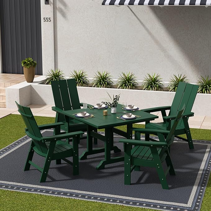 WestinTrends Ashore Outdoor Patio HDPE Plastic Modern Adirondack Dining Chair Dark Green
