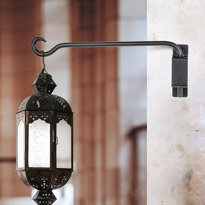 Qiang Ni Plant Hanger Outdoor: 12 Inch Bird Feeder Bracket for Garden Patio Decor - Swivel Adjustable Wall Mount Plant Hook for Hanging Flower Baskets