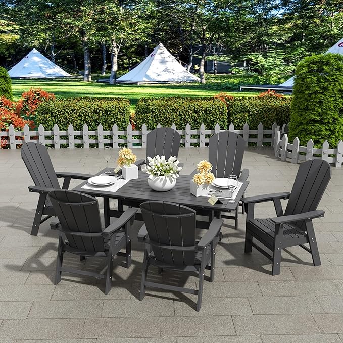WestinTrends Malibu Malibu Outdoor Patio HDPE Plastic Adirondack Dining Chair Gray