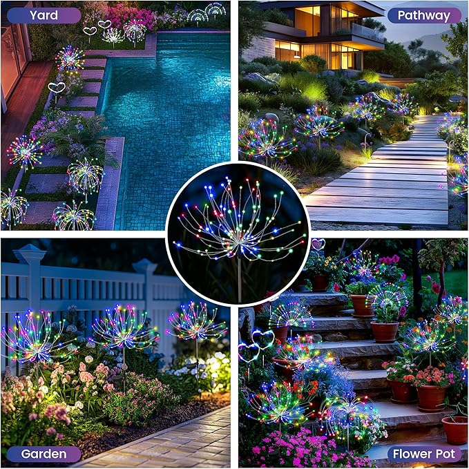 Garden Decor Solar Lights Outdoor,120LED Waterproof Colorful Solar Fairy Garden Lights for Outdoor Decoration,Yard, Patio, Porch,Flower Pot,Pathway,Christmas (6Pack)