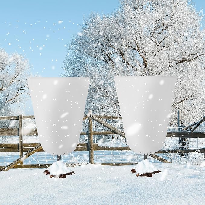 Vincreem 4 Pcs Plant Covers Freeze Protection 35.4" x 59" Winter Frost Blankets for Outdoor Plants with Zipper Drawstring Frost Cloth Freeze Covers Warm Shrub Jacket for Fruit Tree Potted(White)