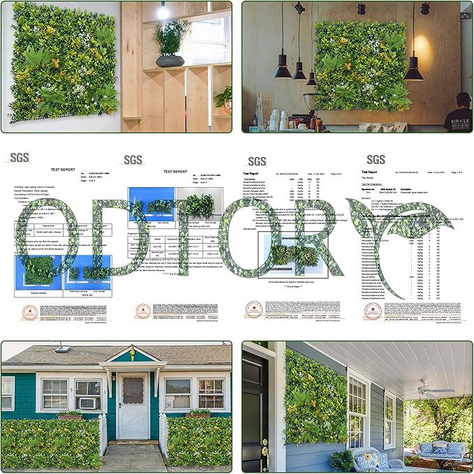 ODTORY Artificial Boxwood Hedges Panels Roll: 20"x20" 12P UV-Anti Faux Greennery Grass Wall Privacy Backdrop Fence Screen for Garden Fence Covering Privacy, Outdoor Indoor Home Decor