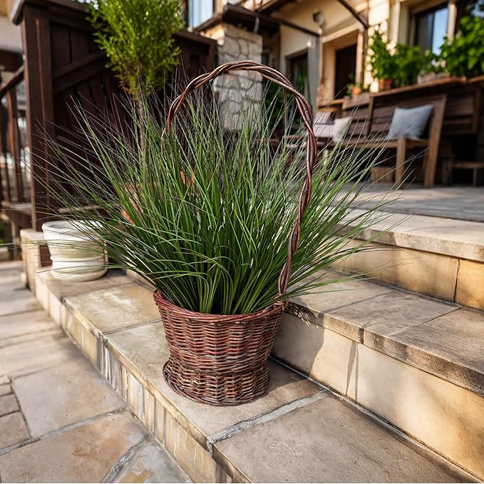 Uqueeten 8PCS 17.3" Fake Plants Artificial Wheat Grass Greenery Plastic Plants Fake Grass Artificial Plants for Outdoor Decor Artificial Flower with Greenery Stems for Indoor Home Decoration