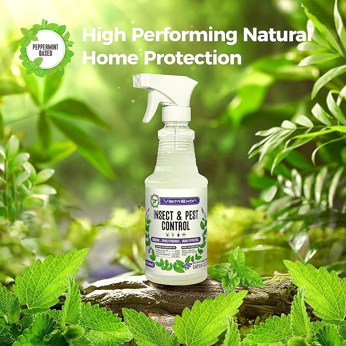 VermExon Peppermint Oil Insect & Pest Control Spray – 16oz Natural Plant-Based Bug Killer for Spiders, Ants, Flies, and Other Insects, Safe for Home & Kitchen Use