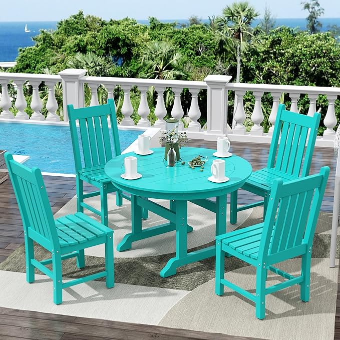 WestinTrends Malibu HDPE Outdoor Armless Patio Dining Chair Turquoise