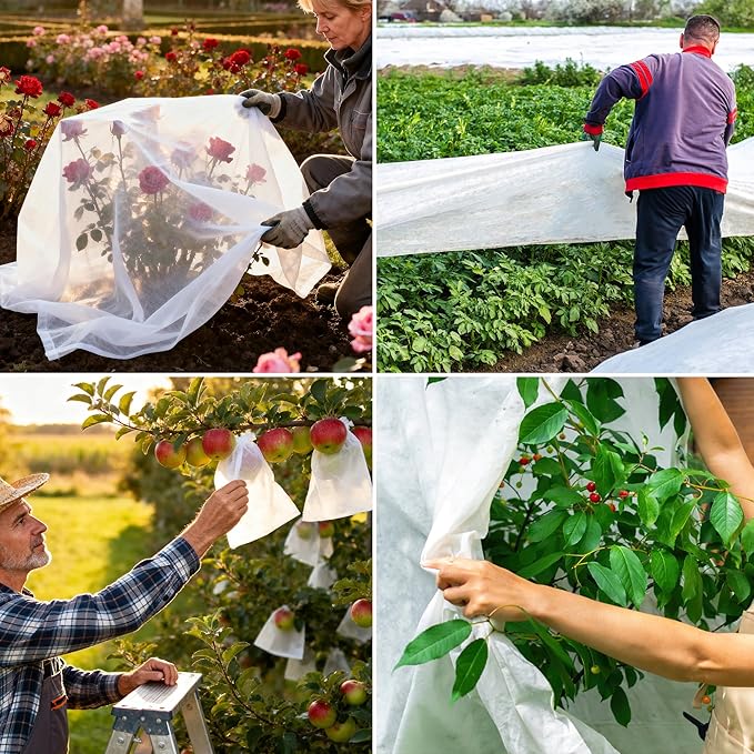eisoco Plant Covers Freeze Protection, 10 * 40FT 1.1 oz/yd² Large Thick Frost Blankets for Outdoor Plants in Winter, Floating Row Cover for Vegetable Garden, Frost Cloth Plant Freeze Protection