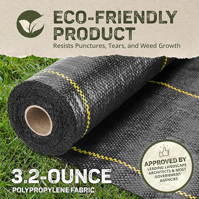 Dewitt 5-Pack Sunbelt Weed Barrier Fabric 3.2 oz, 3 x 300 Feet – Heavy-Duty Ground Cover Mat for Greenhouse Floors, Garden Rows, Raised Beds, Yard Gardening, and Outdoor Landscape Protection