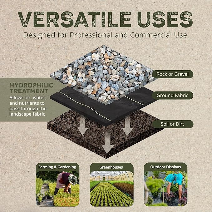DeWitt SBLT4300 Sunbelt Woven Weed Barrier Landscape Fabric Ground Cover, 4-Foot Width x 300 Feet (4 Pack)