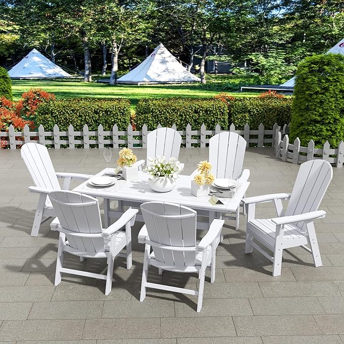 WestinTrends Malibu Malibu Outdoor Patio HDPE Plastic Adirondack Dining Chair White
