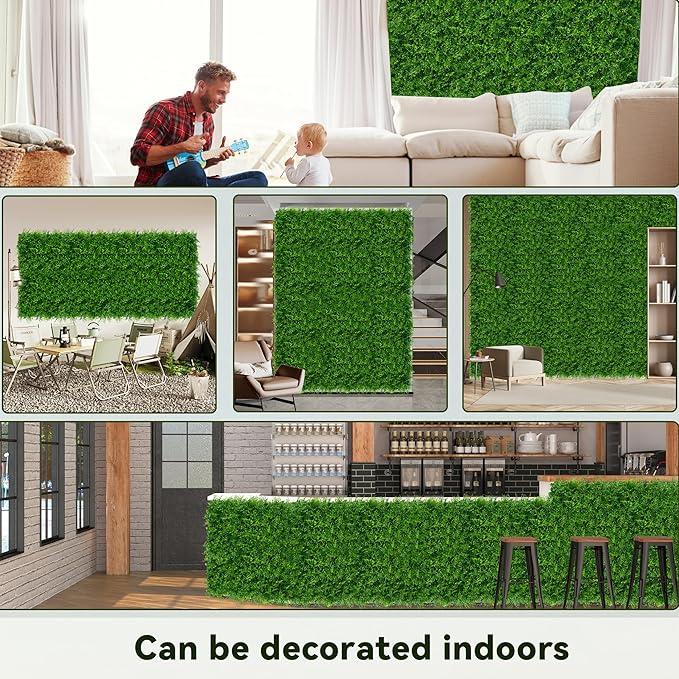 DOPGIB Greenery Faux Grass Wall Backdrop: 60"x120" (50 SQFT) UV-Anti Artificial Green Boxwood Panel for Patio Balcony Privacy & Ivy Fence Covering Privacy, Garden, Backyard Wall Backdrop Decor