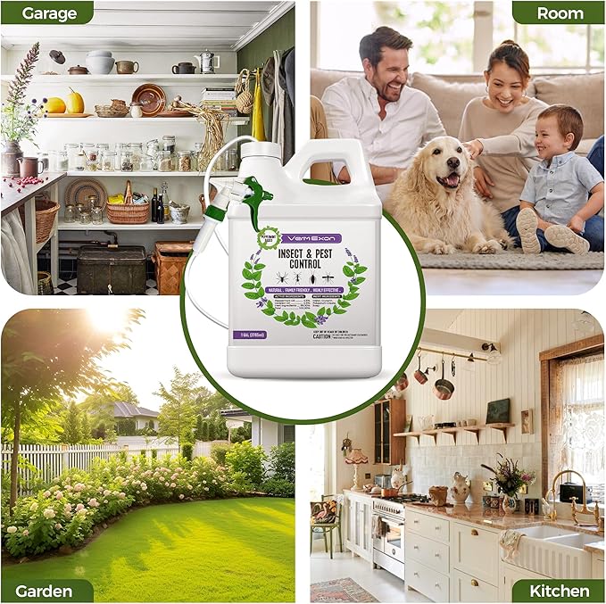 VermExon Peppermint Oil Insect & Pest Control Spray – 128oz Natural Plant-Based Bug Killer for Spiders, Ants, Flies, and Other Insects, Safe for Home & Kitchen Use